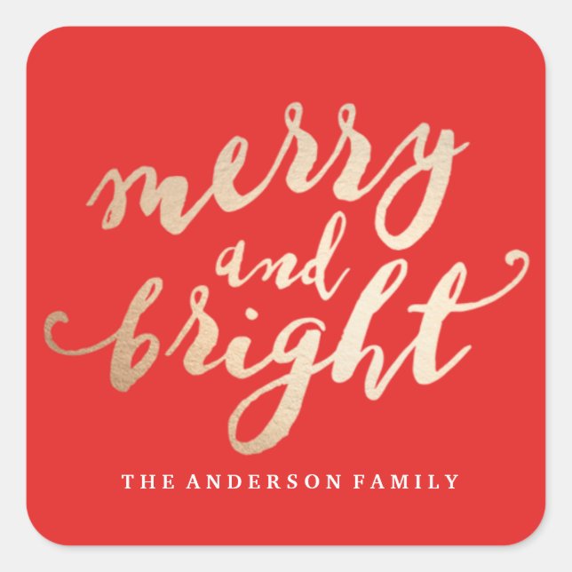 Merry and Bright | Holiday Square Sticker (Front)