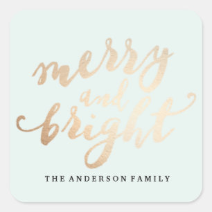 Merry and Bright Holiday Square Sticker