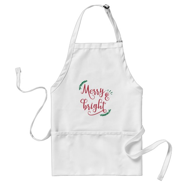 merry and bright Holiday Standard Apron (Front)