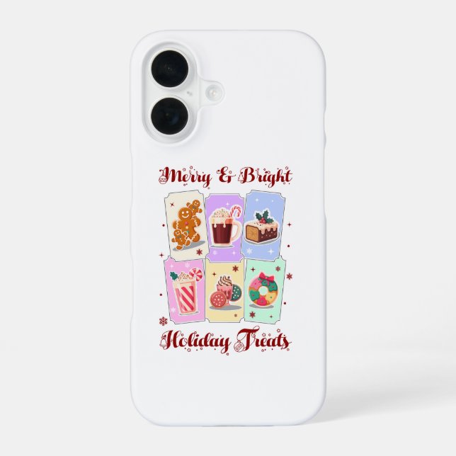 Merry and Bright Holiday Treats Christmas Dessert iPhone 16 Case (Back)