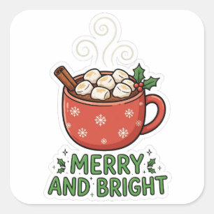 Merry And Bright Hot Cocoa Christmas Sticker