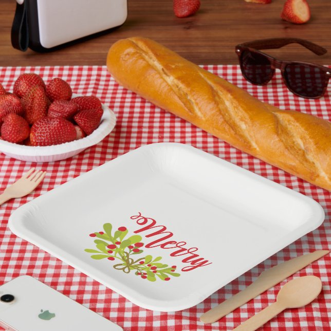 Merry And Bright Ivy Holiday Party Paper Plate (Picnic)