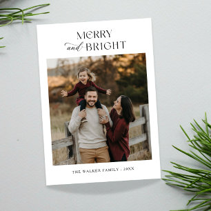 Merry and Bright Joyful Family Photo Christmas Holiday Card