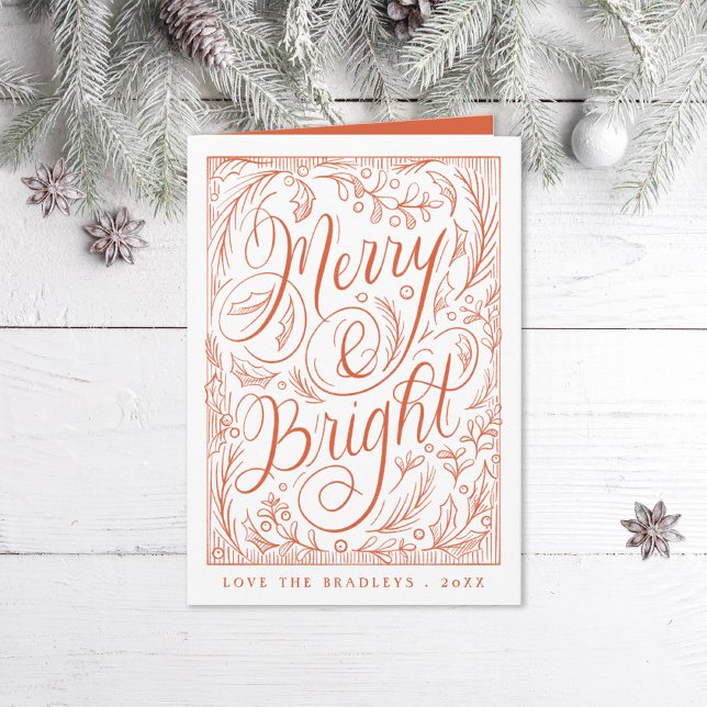 Merry and Bright Lettering Christmas Holiday Card (Creator Uploaded)