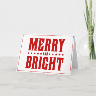 Merry and Bright Letterpress Style No 507 Holiday Card