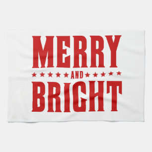 Merry and Bright Letterpress Style No. 507 Kitchen Towel