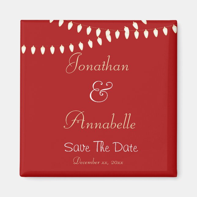 Merry and Bright Lights Save The Date Magnet (Front)