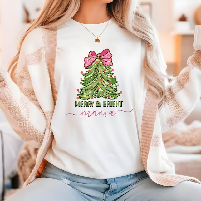 Merry and Bright Mama Script Christmas tree shirt (Creator Uploaded)