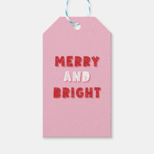 Merry and Bright, Merry Christmas, Christmas, Pink Gift Tags