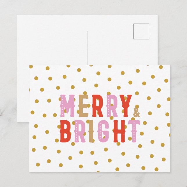 Merry and Bright Merry Christmas Postcard (Front/Back)
