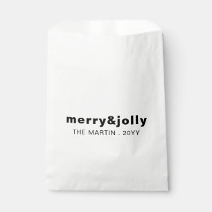 Merry and Bright Minimal White Christmas Design Favour Bag