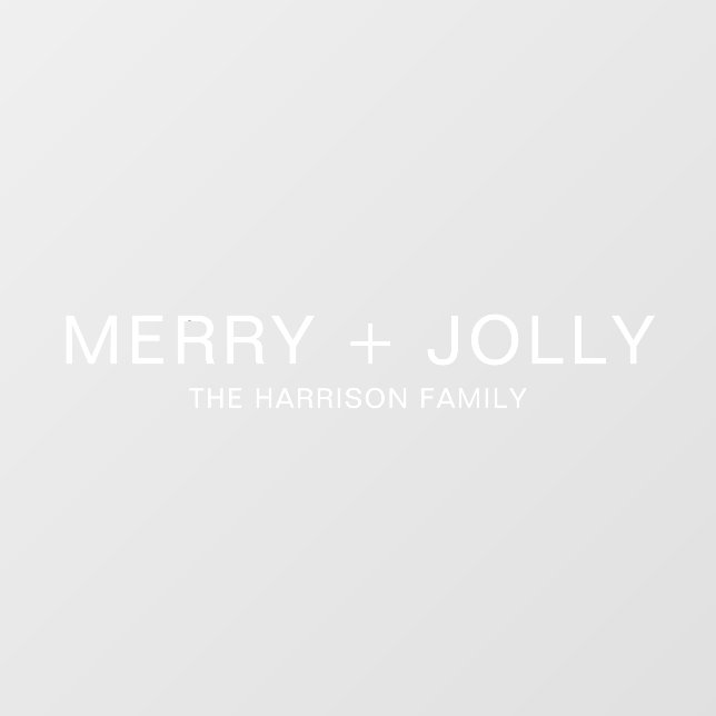 Merry and Bright Minimal White Modern Christmas  Window Cling (Sheet)