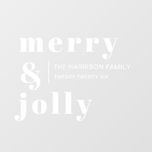 Merry and Bright Minimalist White Christmas Design Window Cling
