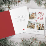 Merry and bright modern 3 photo collage Christmas Card<br><div class="desc">Bold red Merry & Bright typography script family photo collage elegant folded holiday card template personalized with your 3 photos and your text.</div>