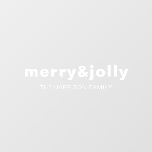 Merry and Bright Modern Minimal Christmas Design Window Cling (Sheet)