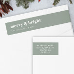 Merry and Bright | Modern Minimal Christmas Green Wrap Around Label<br><div class="desc">A stylish modern holiday wrap around return address label with a bold retro typography quote "merry & bright" in white on a dark sage forest green feature colour. The greeting and address can be easily customized for a personal touch. A trendy, minimalist and contemporary design to stand out this holiday...</div>