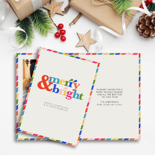 Merry and Bright Modern Minimal Christmas Holiday Card