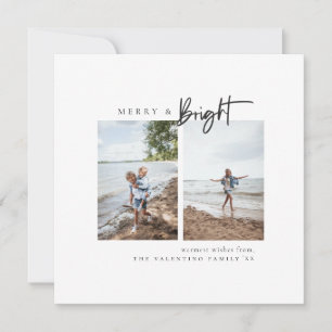 Merry and Bright Modern Minimalist Photo Holiday Card