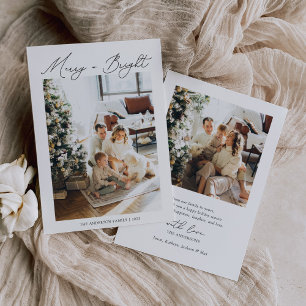 Merry and Bright Modern Minimalist Photo Holiday Card