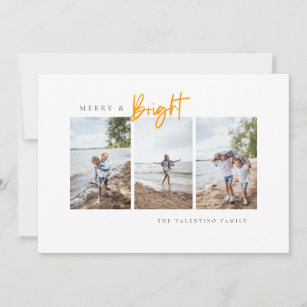 Merry and Bright Modern Minimalist Photo Holiday Card
