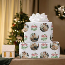 Merry and Bright Modern Photo Pattern Christmas