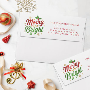 Merry and Bright Modern Red and White Christmas Envelope