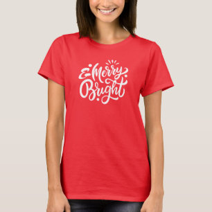 Merry and Bright Modern Red Christmas Women's Tee