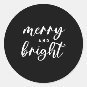 Merry And Bright Modern Red Womens Christmas  Classic Round Sticker