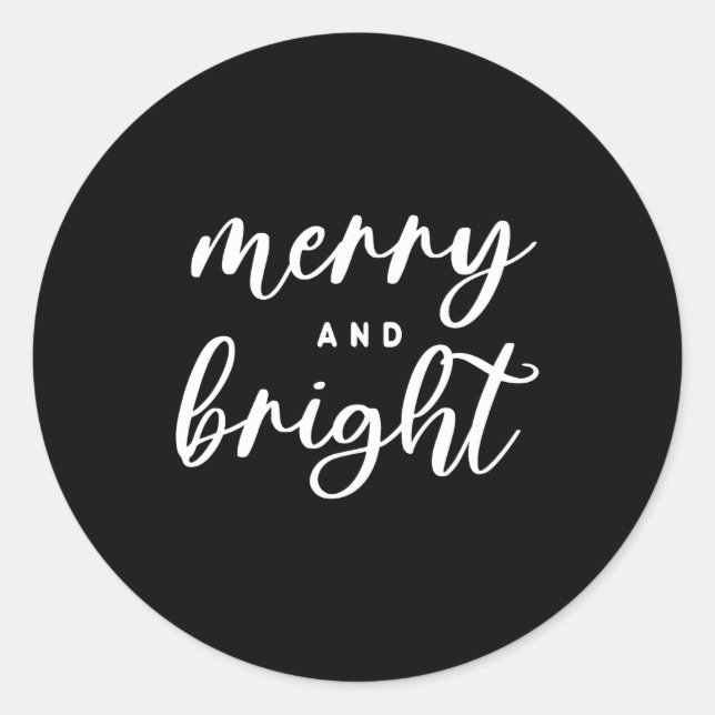Merry And Bright Modern Red Womens Christmas  Classic Round Sticker (Front)