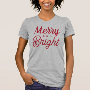 Merry and Bright Modern Red Women's Christmas T-Shirt