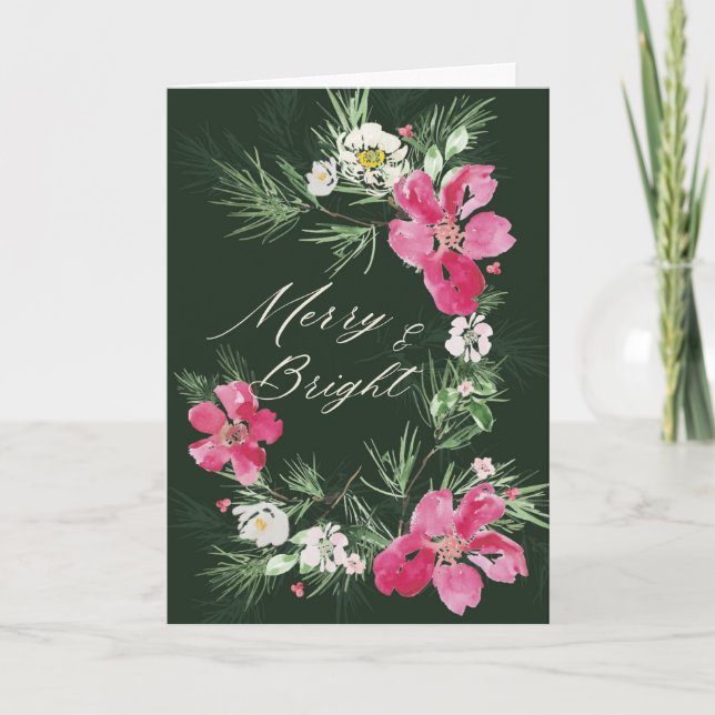 Merry and Bright Modern Scripted Design Card (Front)