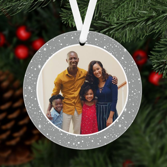 Merry and Bright Modern Silver Stars Family Photo (Créateur téléchargé)