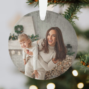 Merry and Bright   Modern Stylish Christmas Photo Ornament