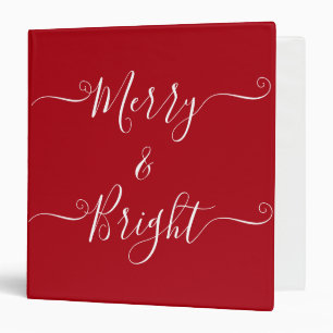 Merry And Bright Modern Typography Red Christmas Binder