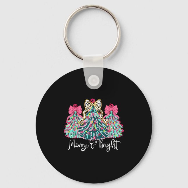 Merry And Bright Nk Christmas Tree Xmas Holiday Wo Keychain (Front)