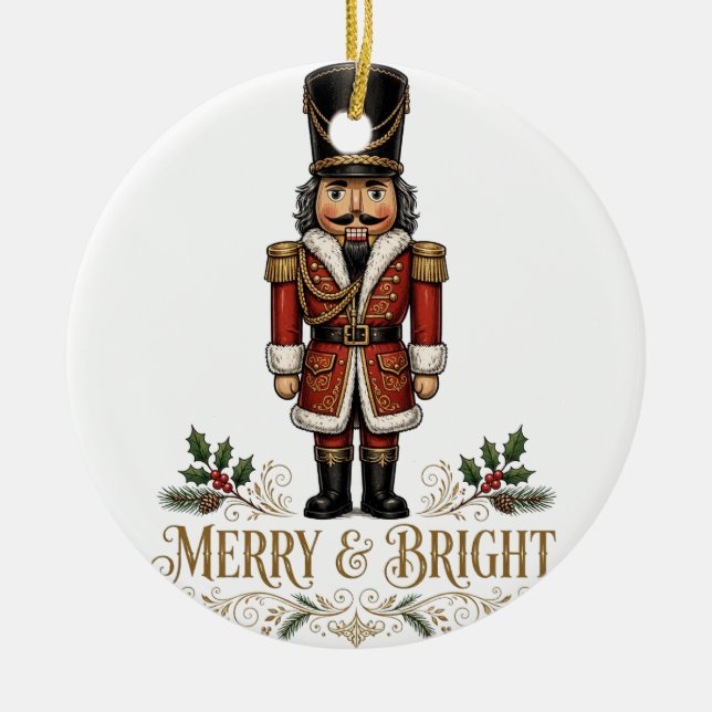 Merry And Bright Nutcracker Ornament (Front)