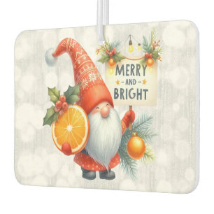 Merry and Bright Orange Gnome Glittery Air Freshener