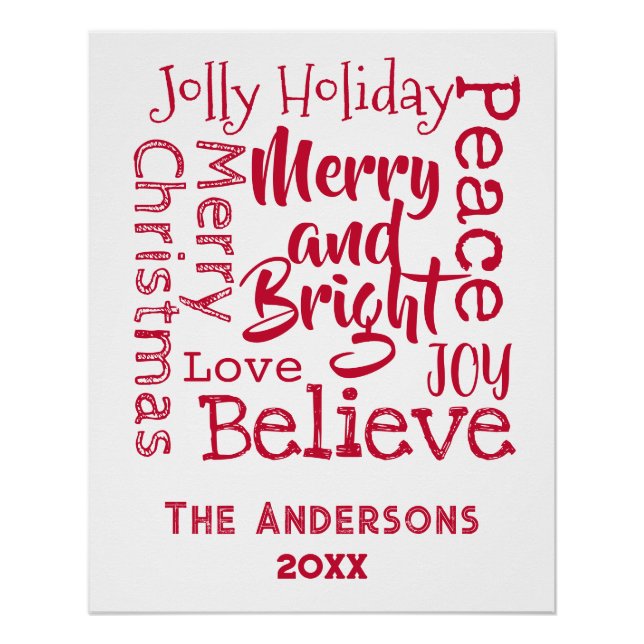 Merry and Bright Other Christmas Sayings Red Poster (Front)