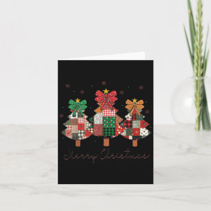 Merry And Bright Patchwork Christmas Tree Vintage  Card