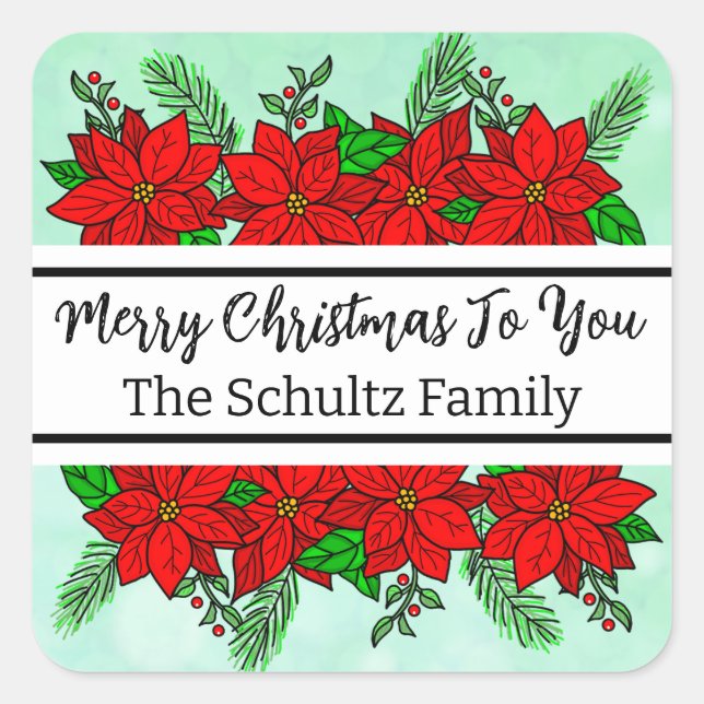 Merry and Bright Personalized Christmas    Square Sticker (Front)