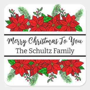 Merry and Bright Personalized Christmas Square Sticker