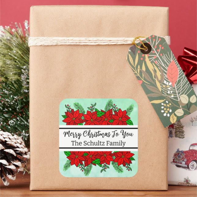 Merry and Bright Personalized Christmas    Square Sticker (Holiday)