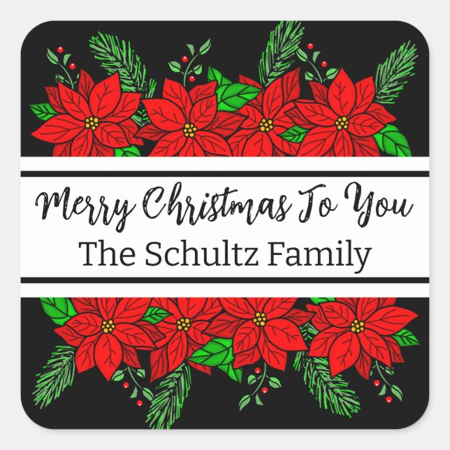 Merry and Bright Personalized Christmas  Square Sticker (Front)