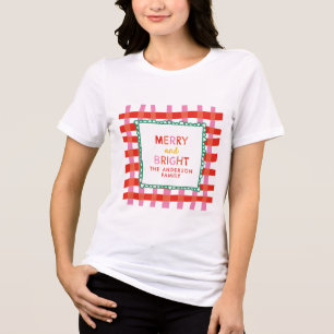 Merry and Bright Personalized Family Christmas Tri-Blend Shirt