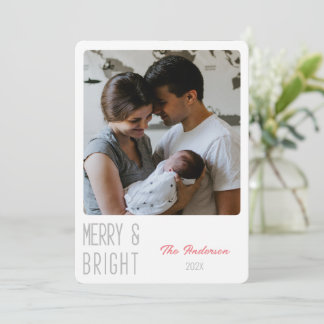Merry and Bright personalized photo Christmas Card