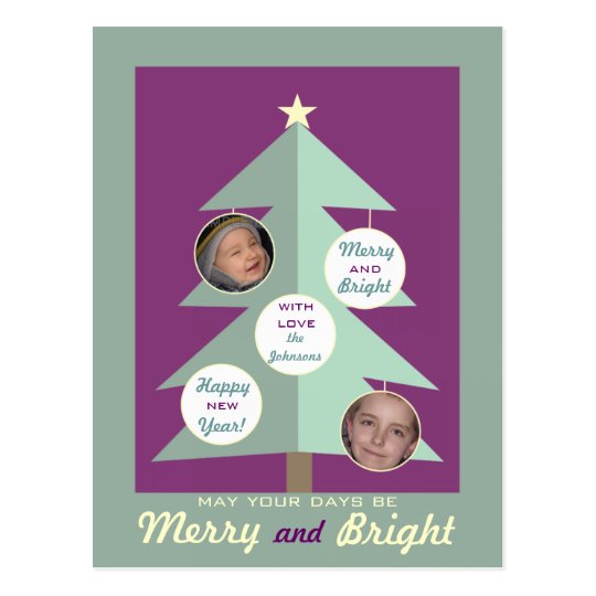 Merry and Bright Personalized Photo Postcards