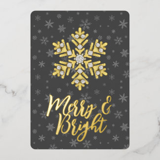 merry and bright photo foil holiday card