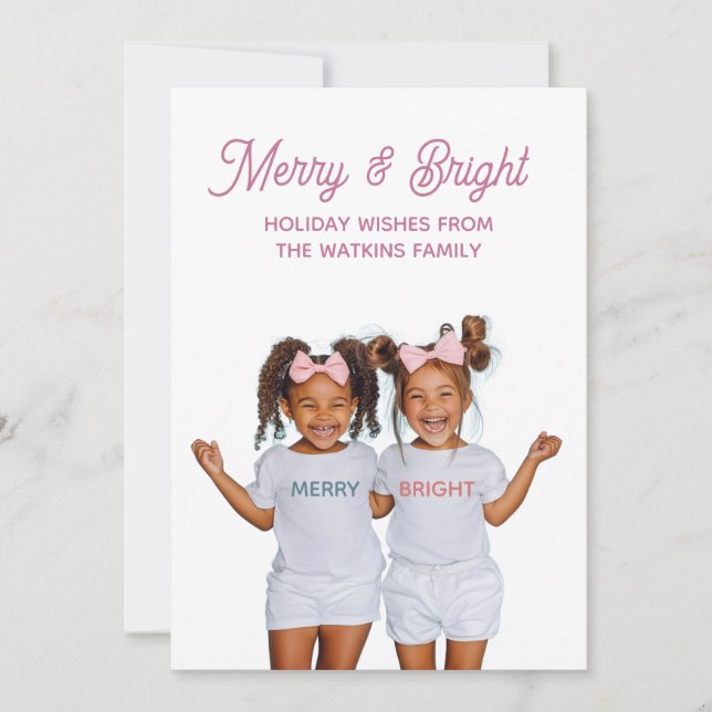Merry And Bright Photo  Holiday Card (Front)