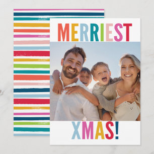 MERRY and BRIGHT PHOTO modern family colourful Holiday Card