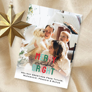 Merry and Bright Photo Personalized Holiday Card